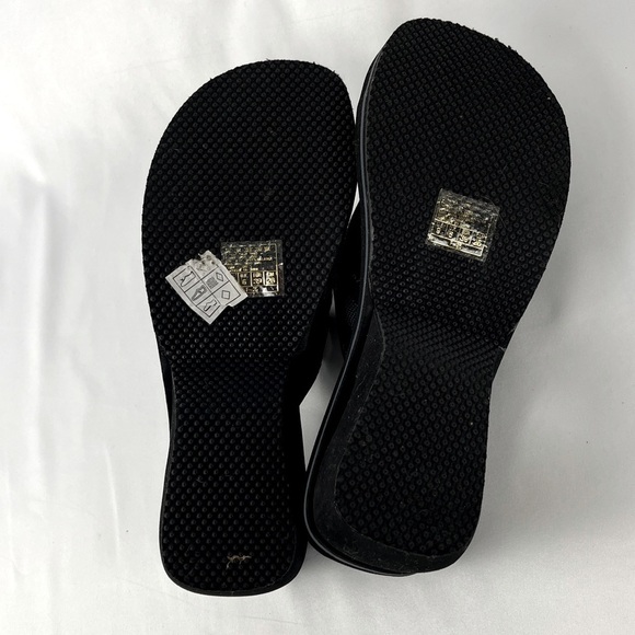 Skechers Somethin' Else Platform Thong Wedge Sandals Black Size 9 - Picture 12 of 15